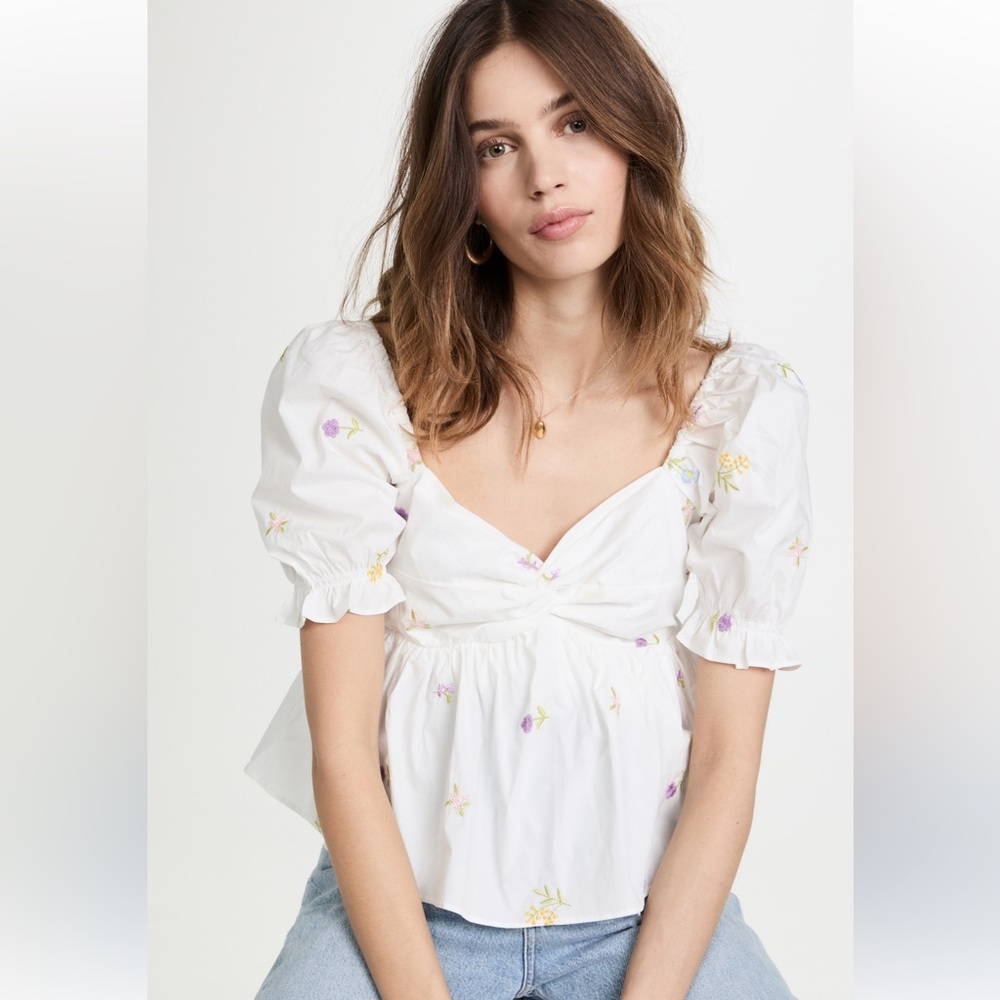 English Factory Top Floral Embroidery Top size L